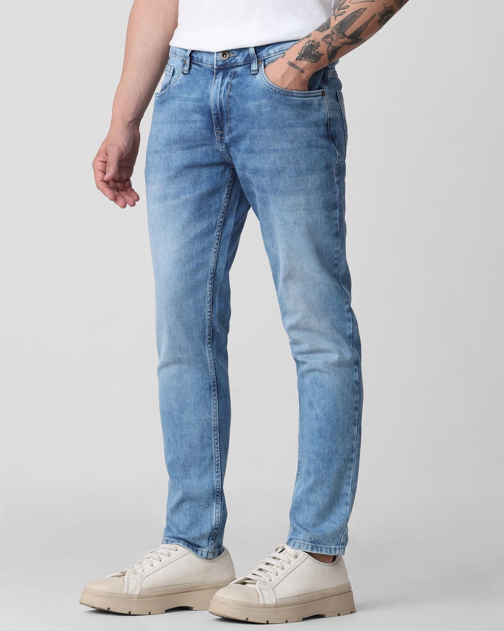 Light Blue Ankle Length Originals Stretch Jeans