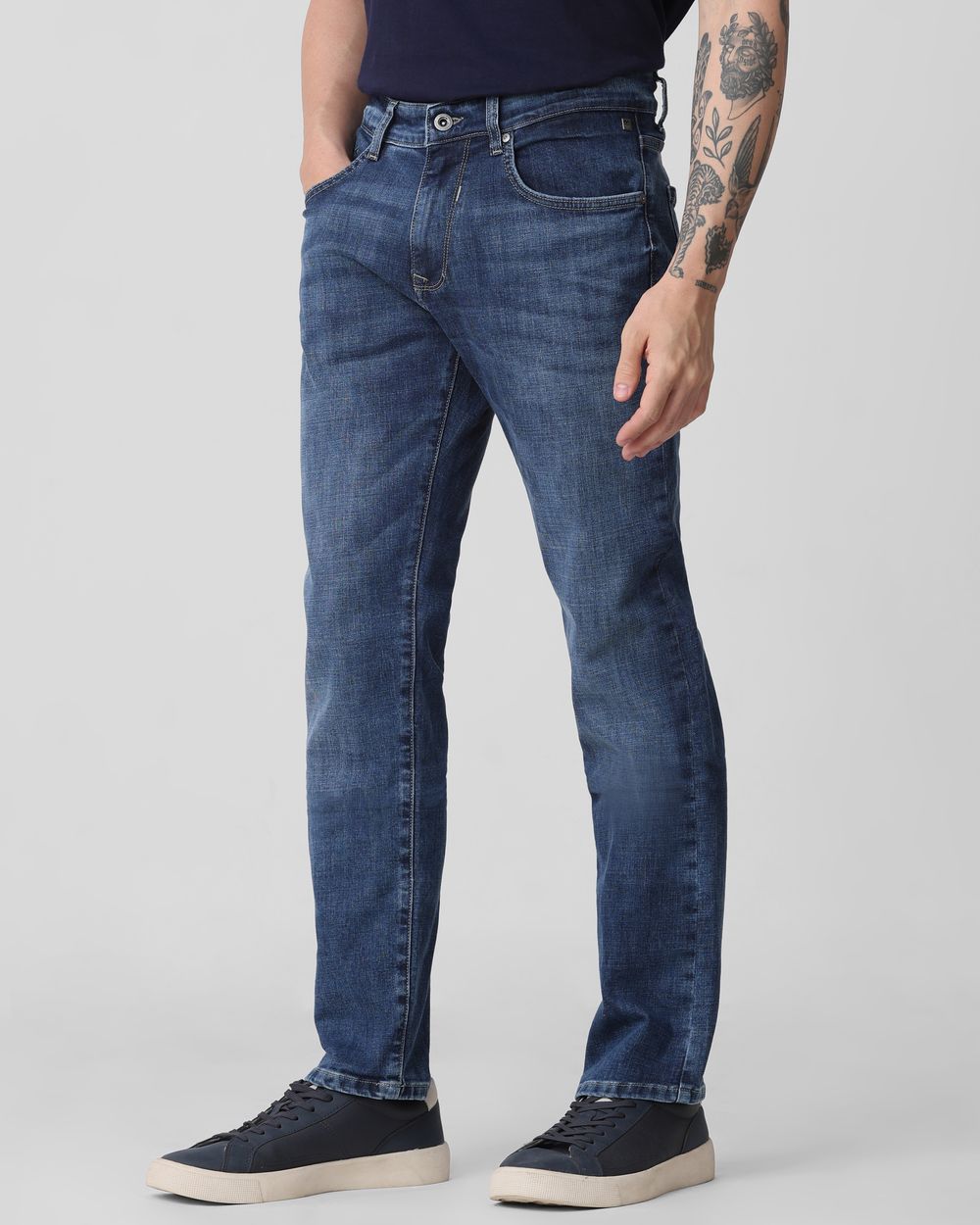 Dark Indigo Blue Straight Fit Originals Stretch Jeans