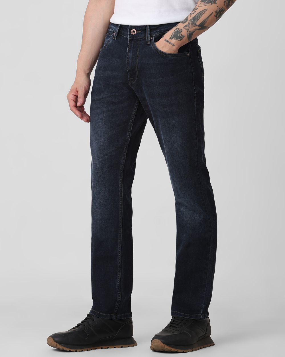 Blue Black Relaxed Straight Fit Originals Stretch Jeans