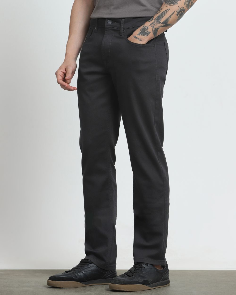 Jet Black Straight Fit Jeans