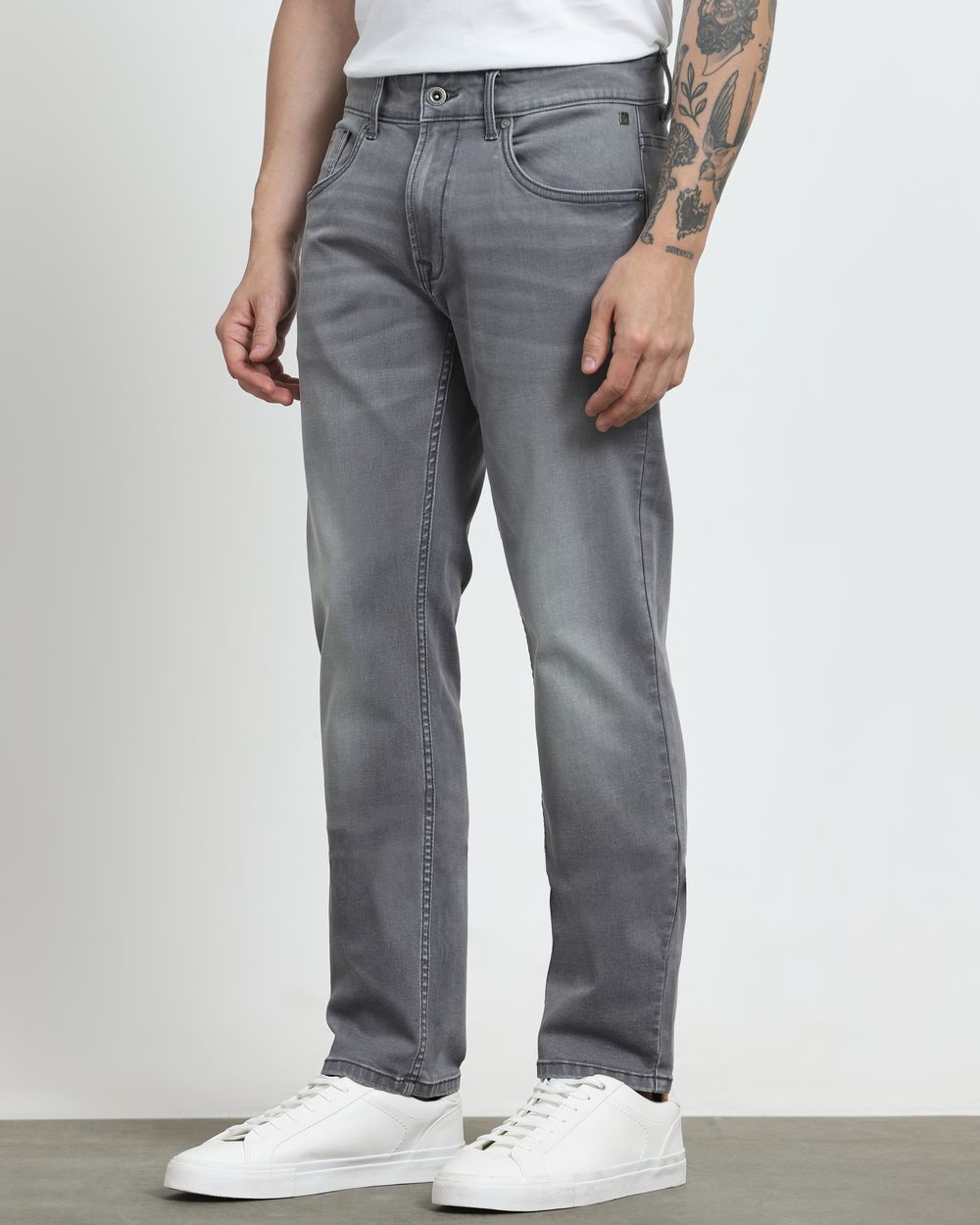 Grey Straight Fit Jeans