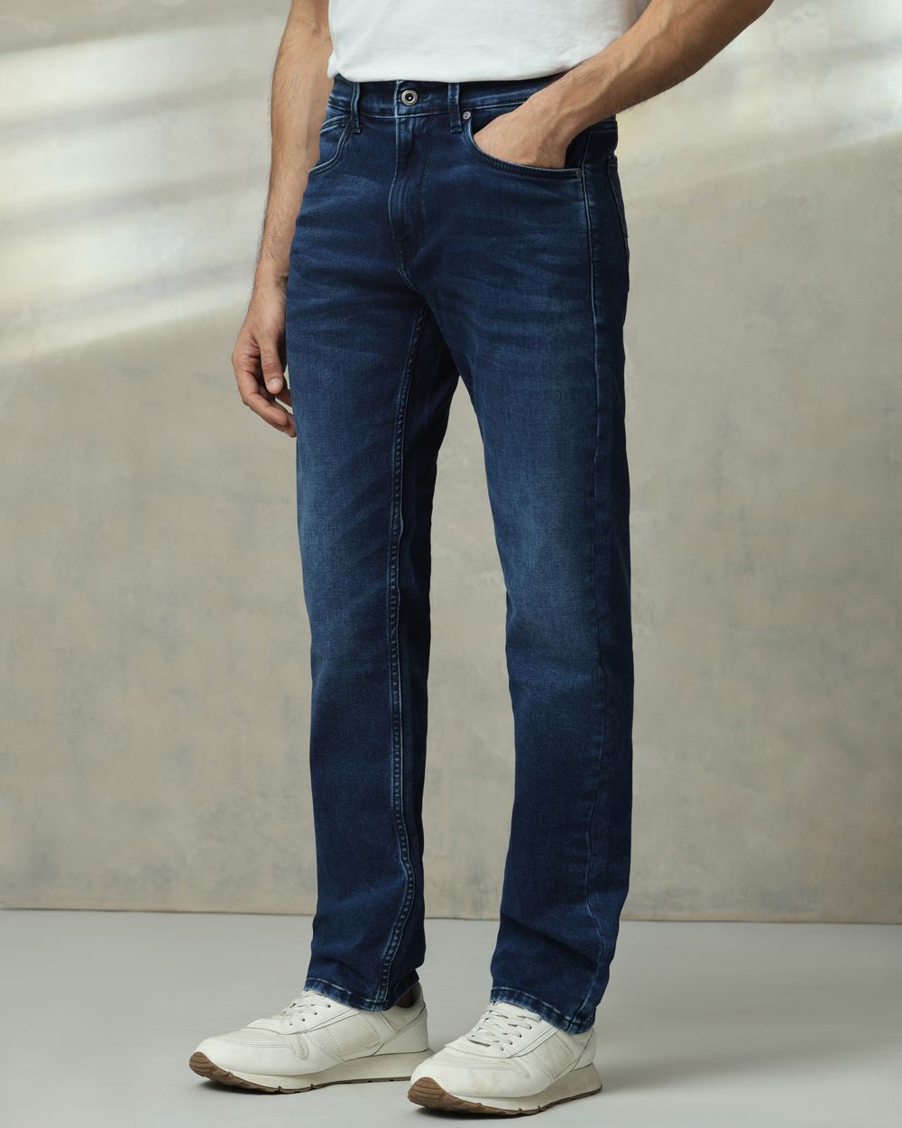 Dark Indigo Blue Relaxed Straight Fit Jeans