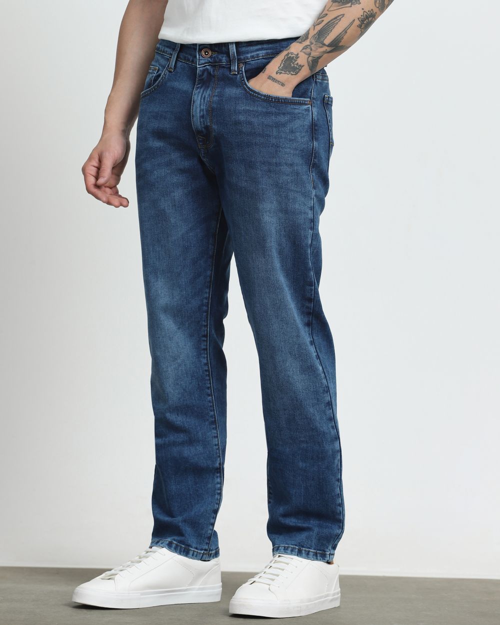 Dark Indigo Blue Straight Fit Jeans