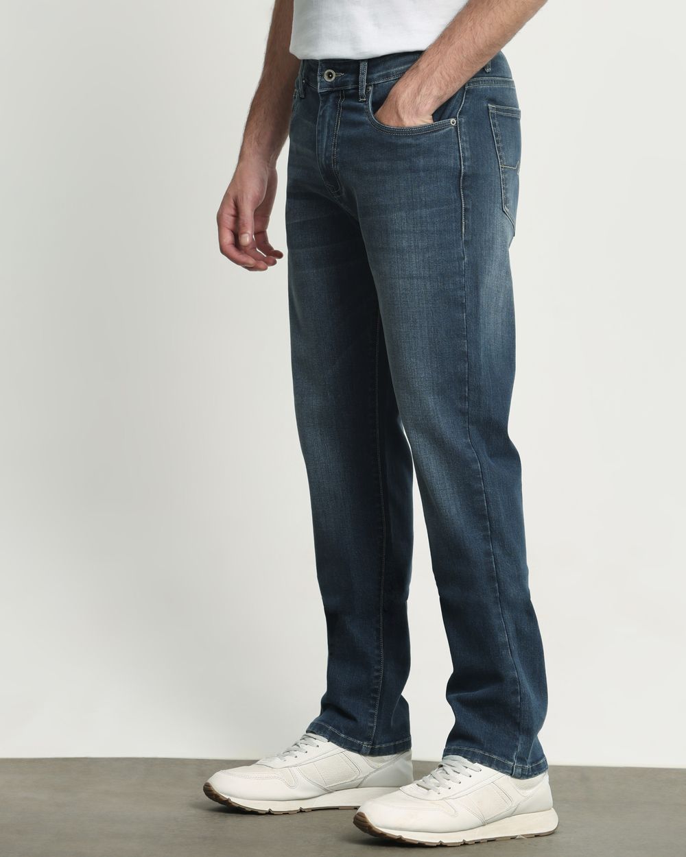 Blue Black Relaxed Straight Fit Jeans