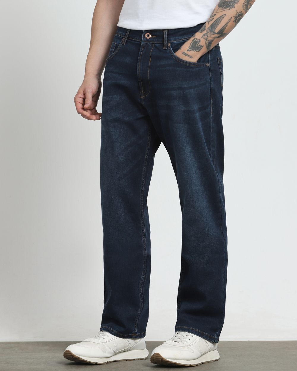 Blue Black Loose Straight Fit Jeans