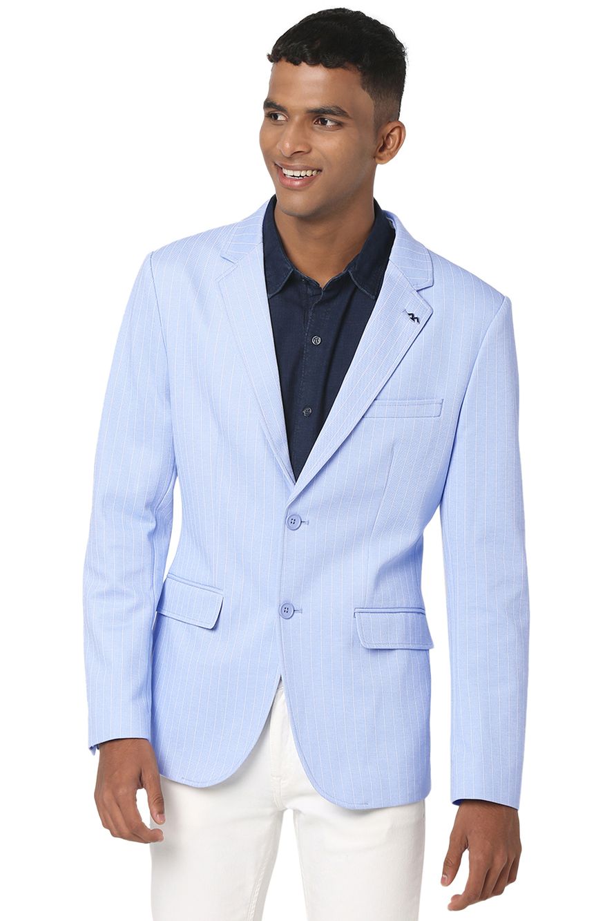 Light Blue Stripe Slim Fit Blazer