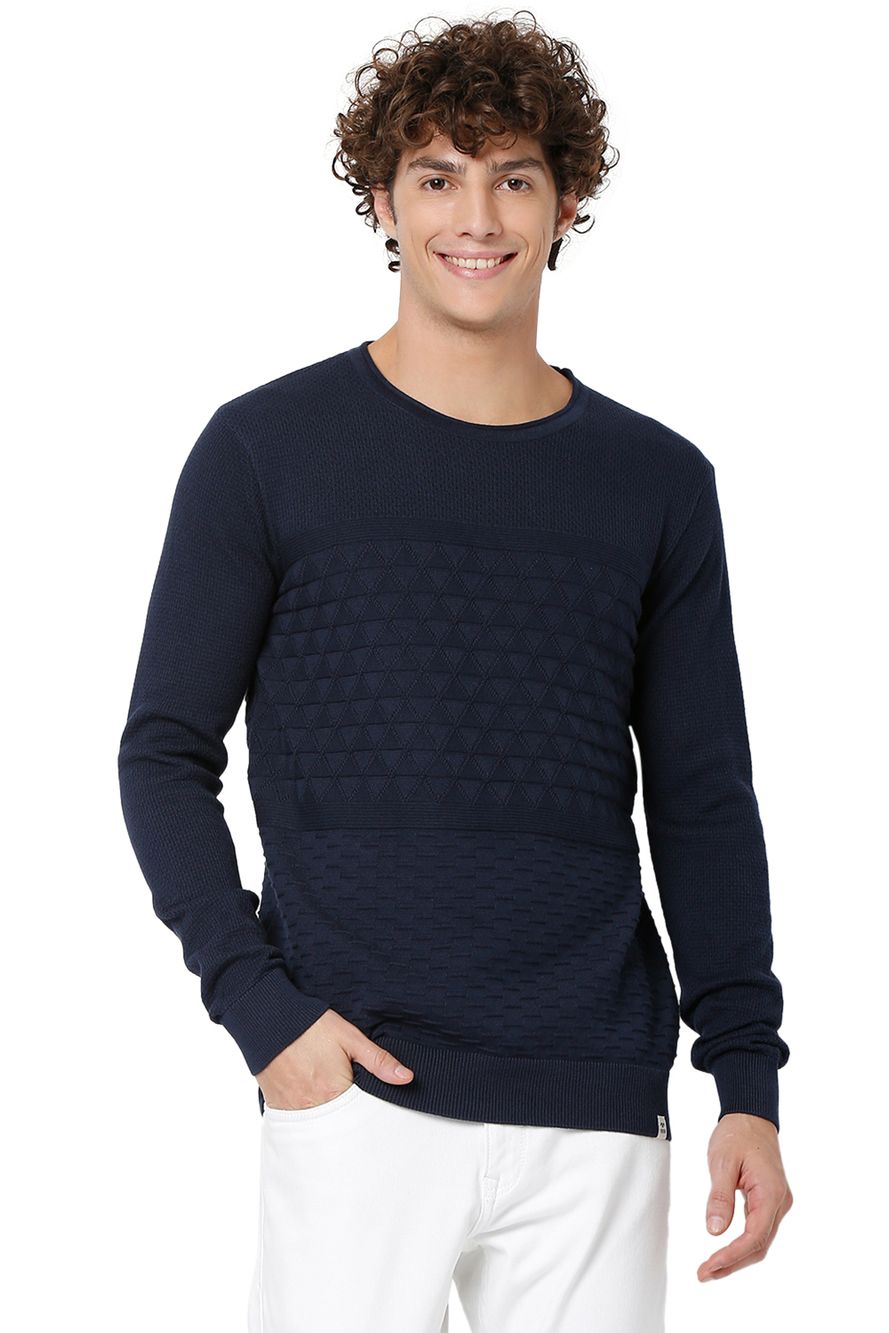 Jacquard Knit Cotton Sweater