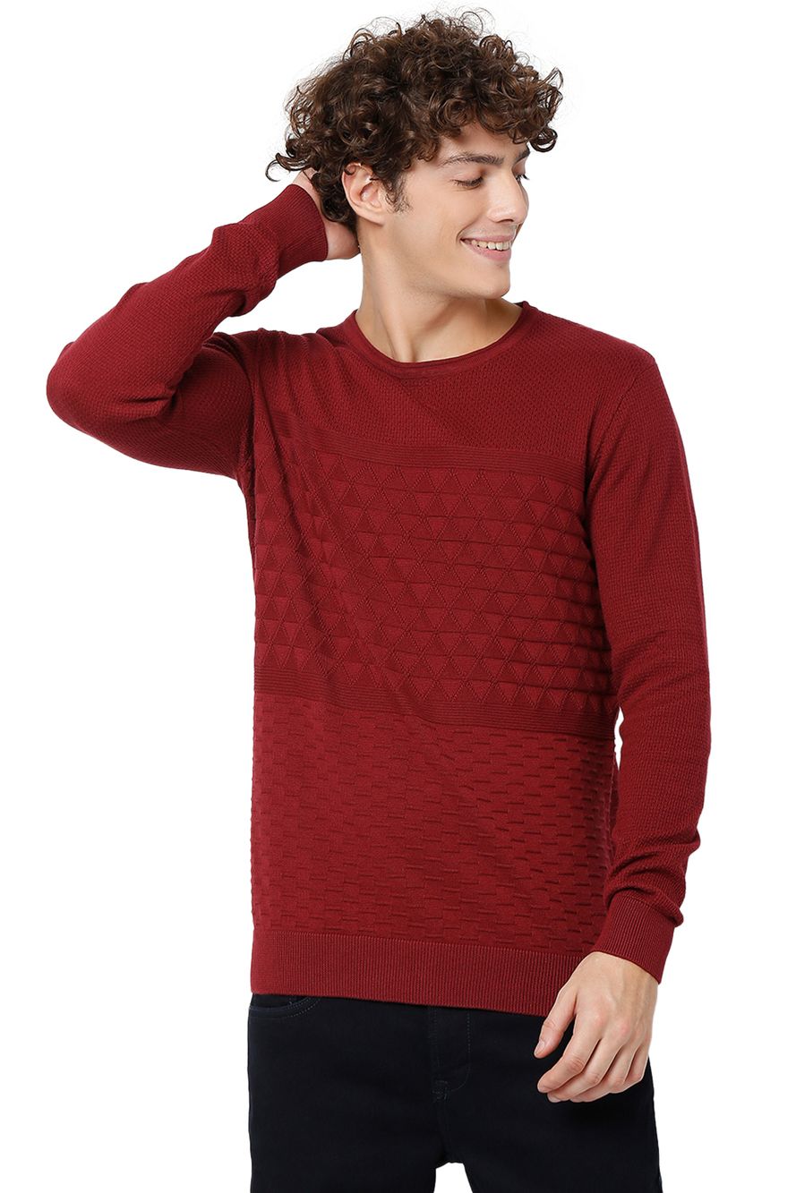 Jacquard Knit Cotton Sweater