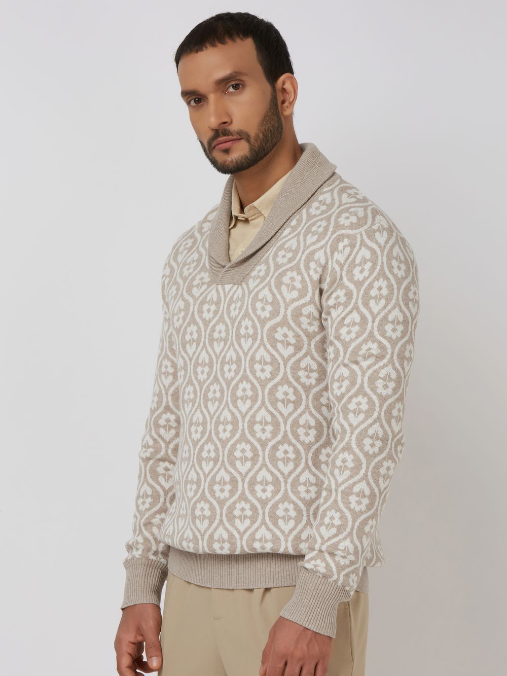 Stone Jacquard Slim Fit Sweater