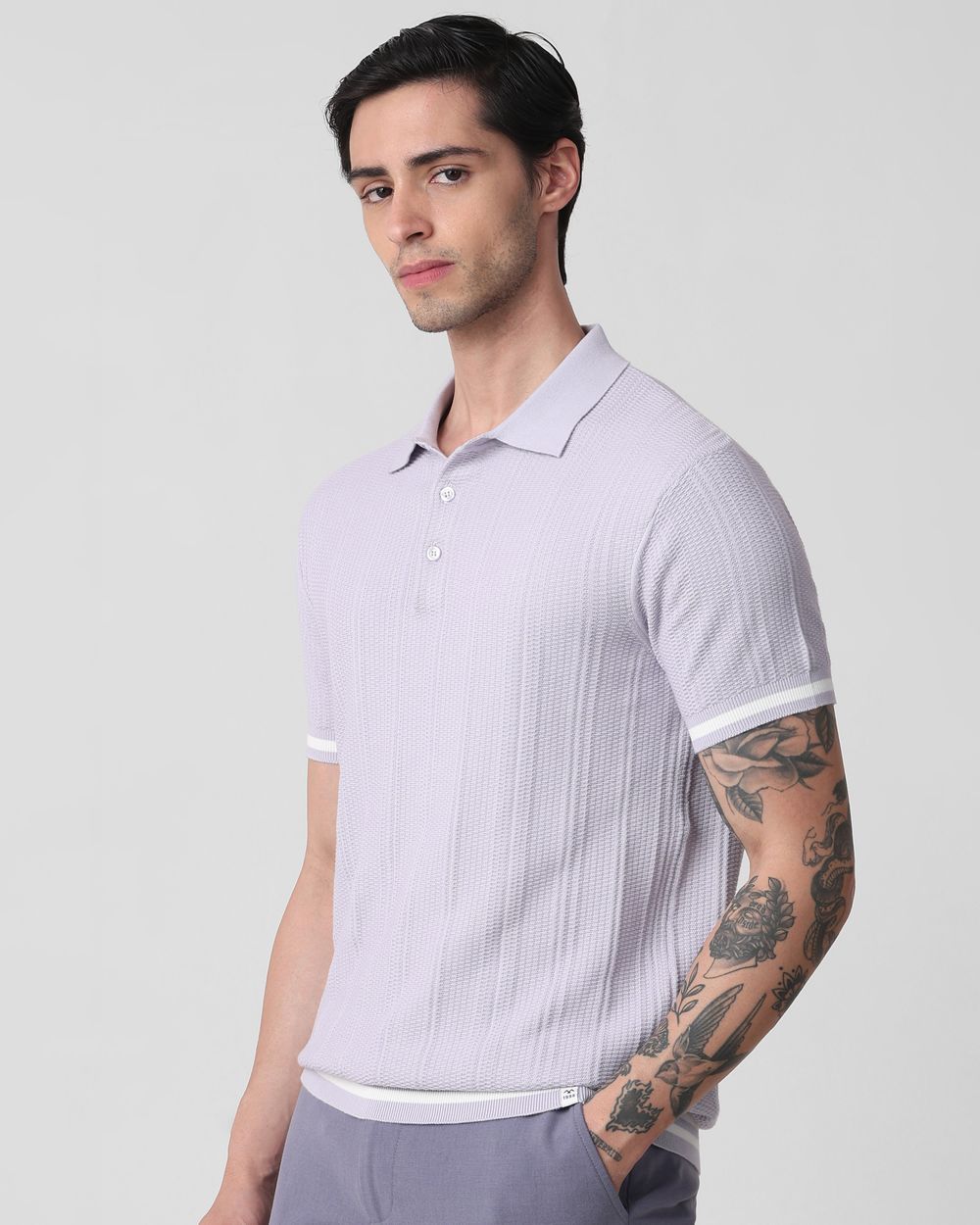 Lilac Flatknit Slim Fit Polo