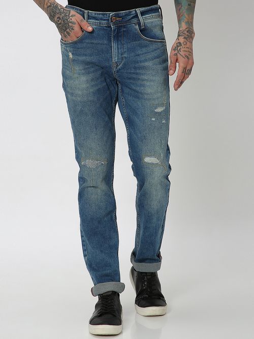 Tintedsuper Slim Fit Distressed Stretch Jeans