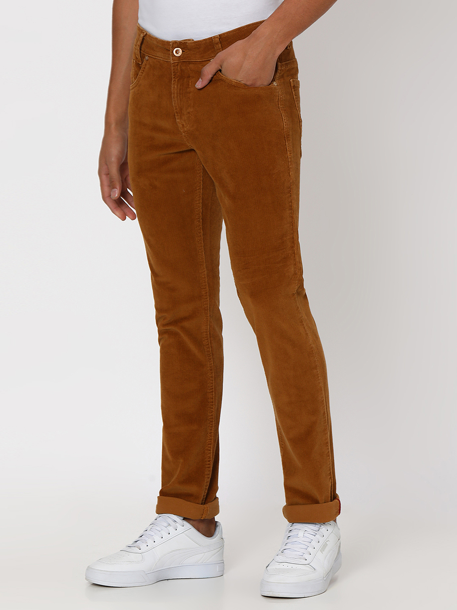 Mens fashion skinny corduroy pants