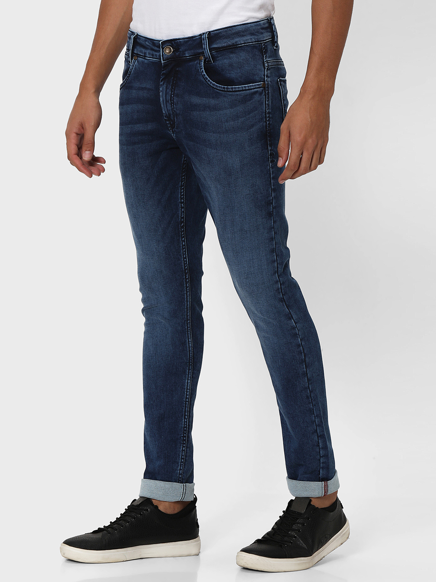 Buy Dark Indigo Blue Skinny Fit Denim Deluxe Stretch Jeans Online at Muftijeans