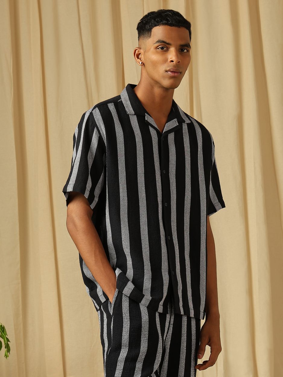 Wide Stripe Loose Fit Casual SHIRTS