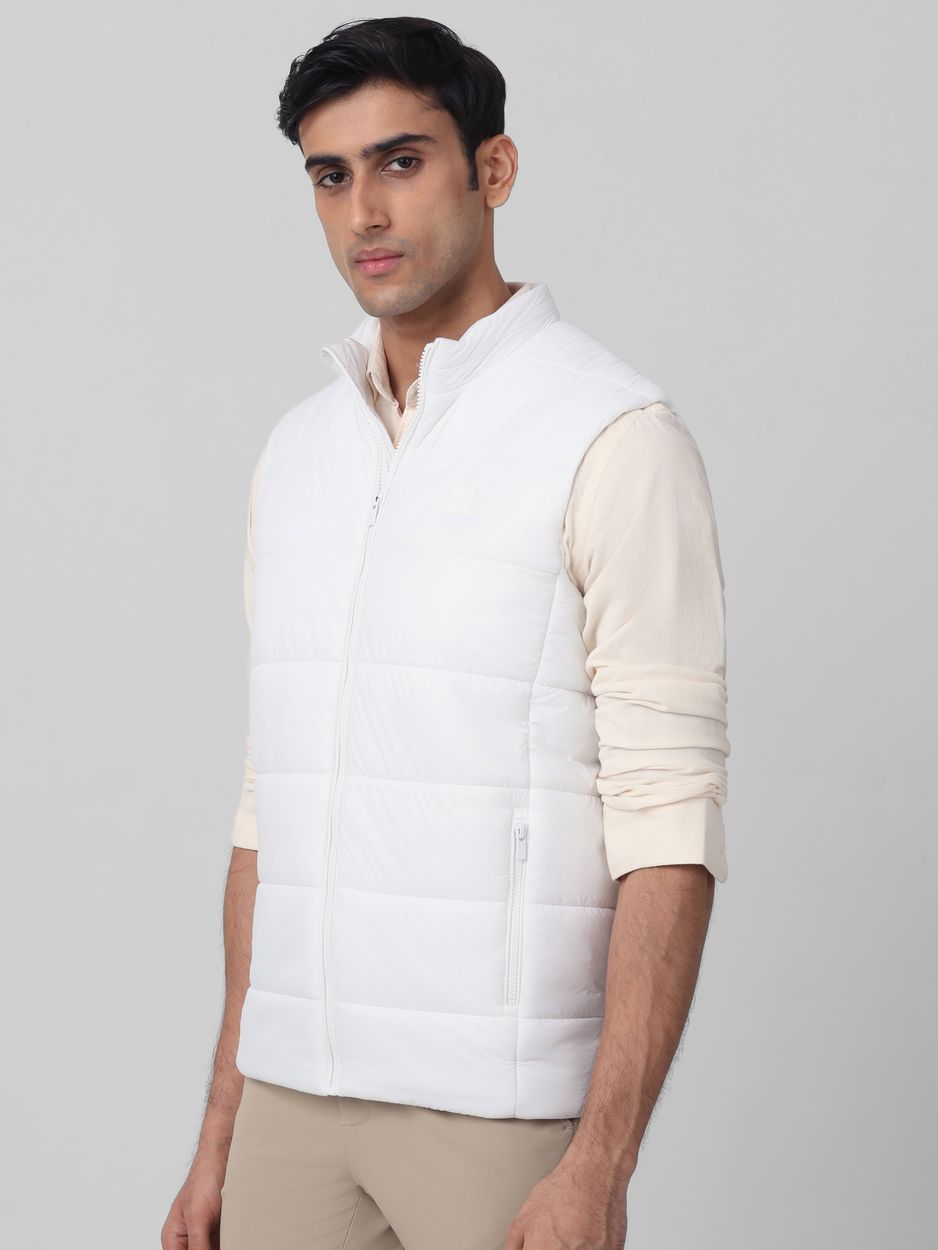White Quilted Gilet Slim Fit Jacket