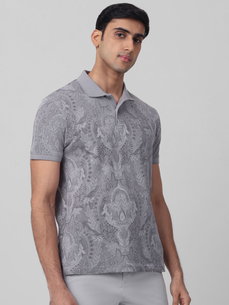 Grey Paisley Print T-Shirt