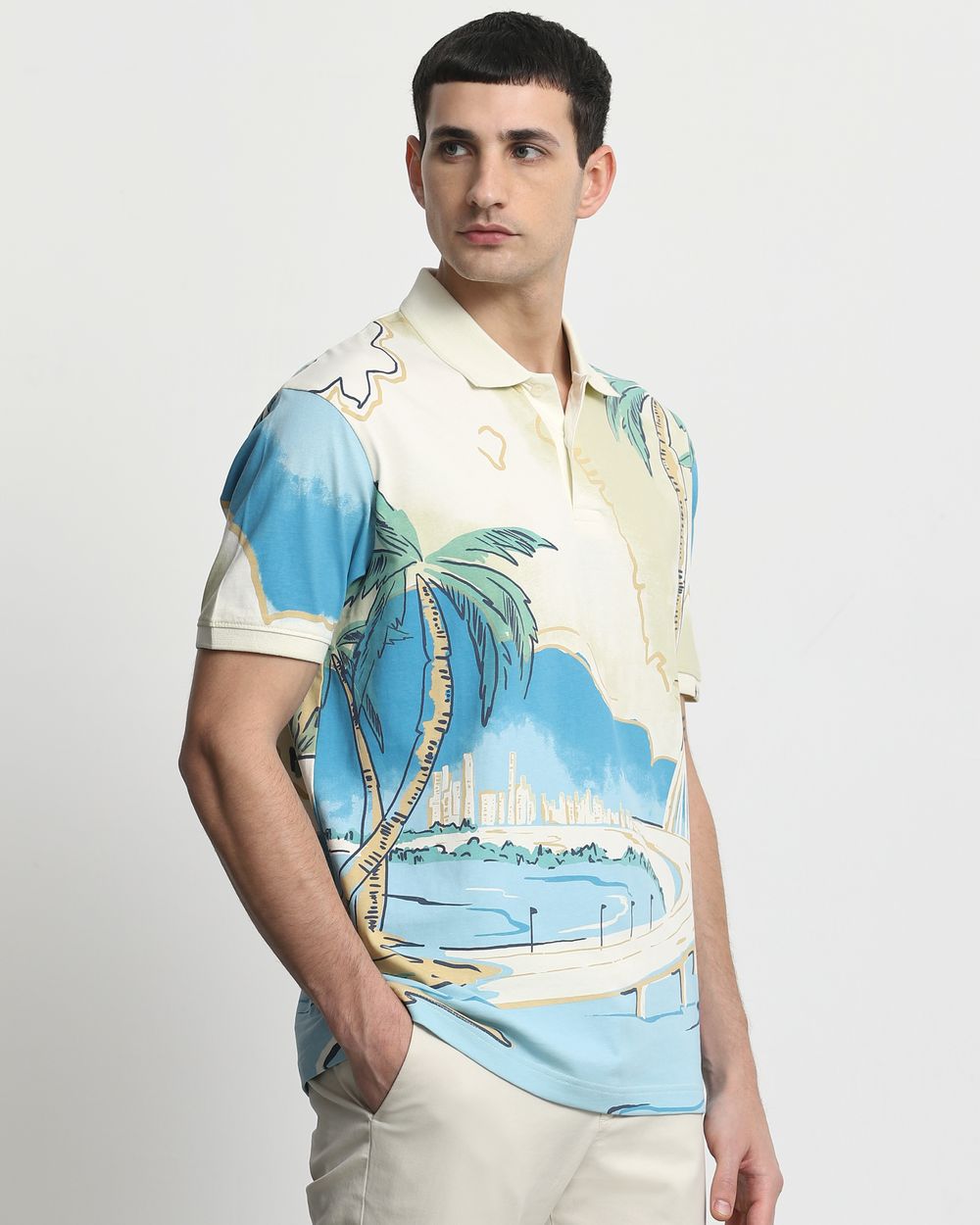 Off White Mumbai Print Regular Fit T-Shirt