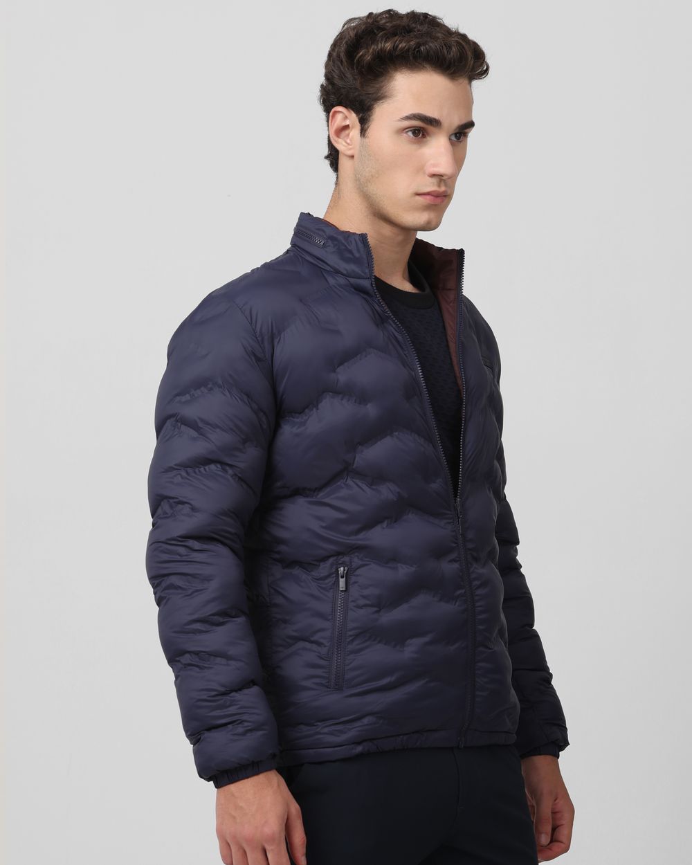 Navy Quilted Puffer Slim Fit Jacket