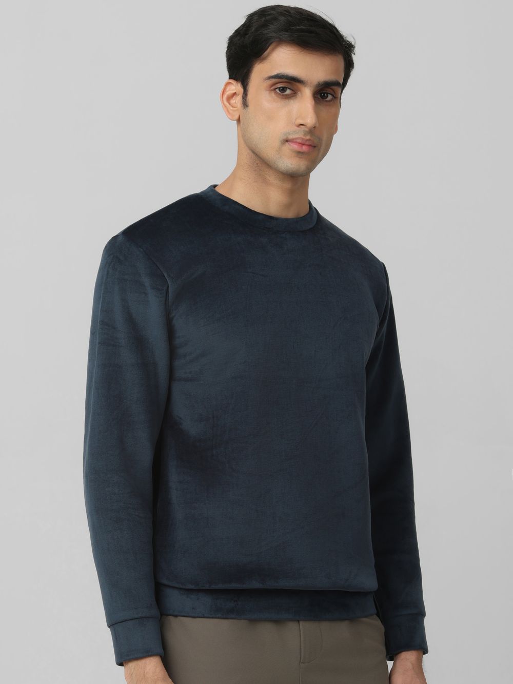 Teal Velvet Slim Fit Sweatshirt