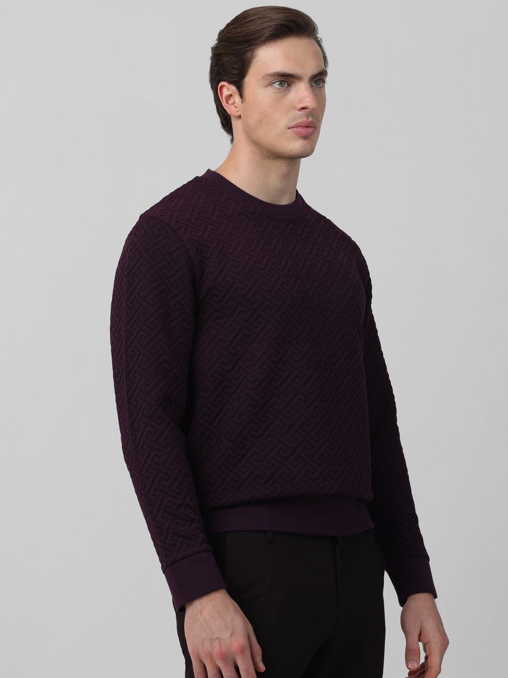 Herringbone Plain Slim Fit Sweatshirt