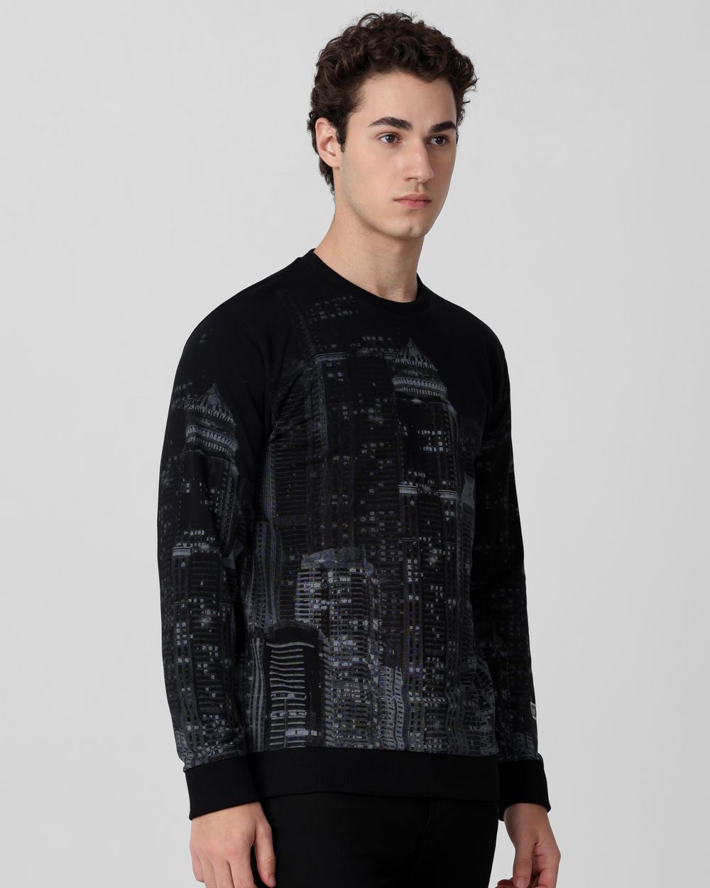 Black Printed Slim Fit Sweatshirt