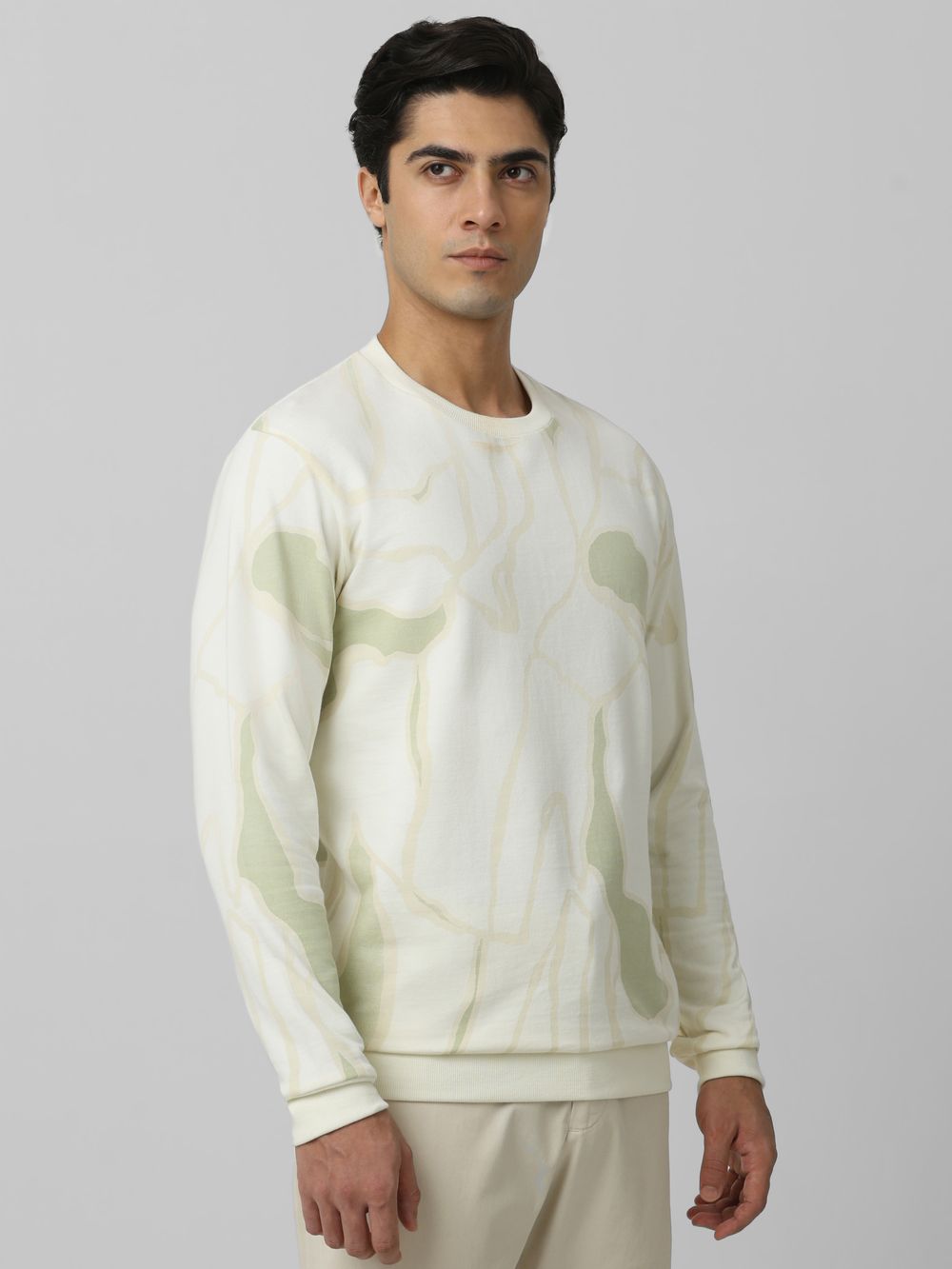 Off White Abstract Print Slim Fit Sweatshirt