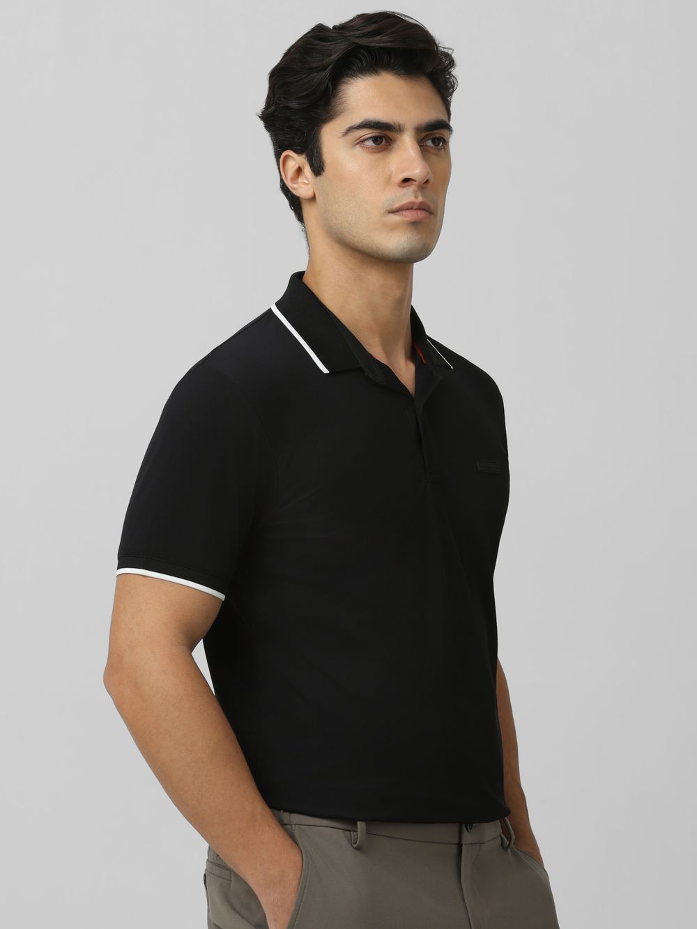 Black Logo Plain Half Sleeve Casual Polo