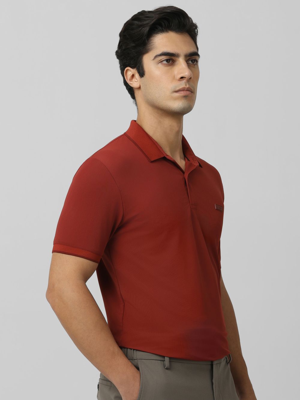 Maroon Logo Plain Half Sleeve Casual Polo