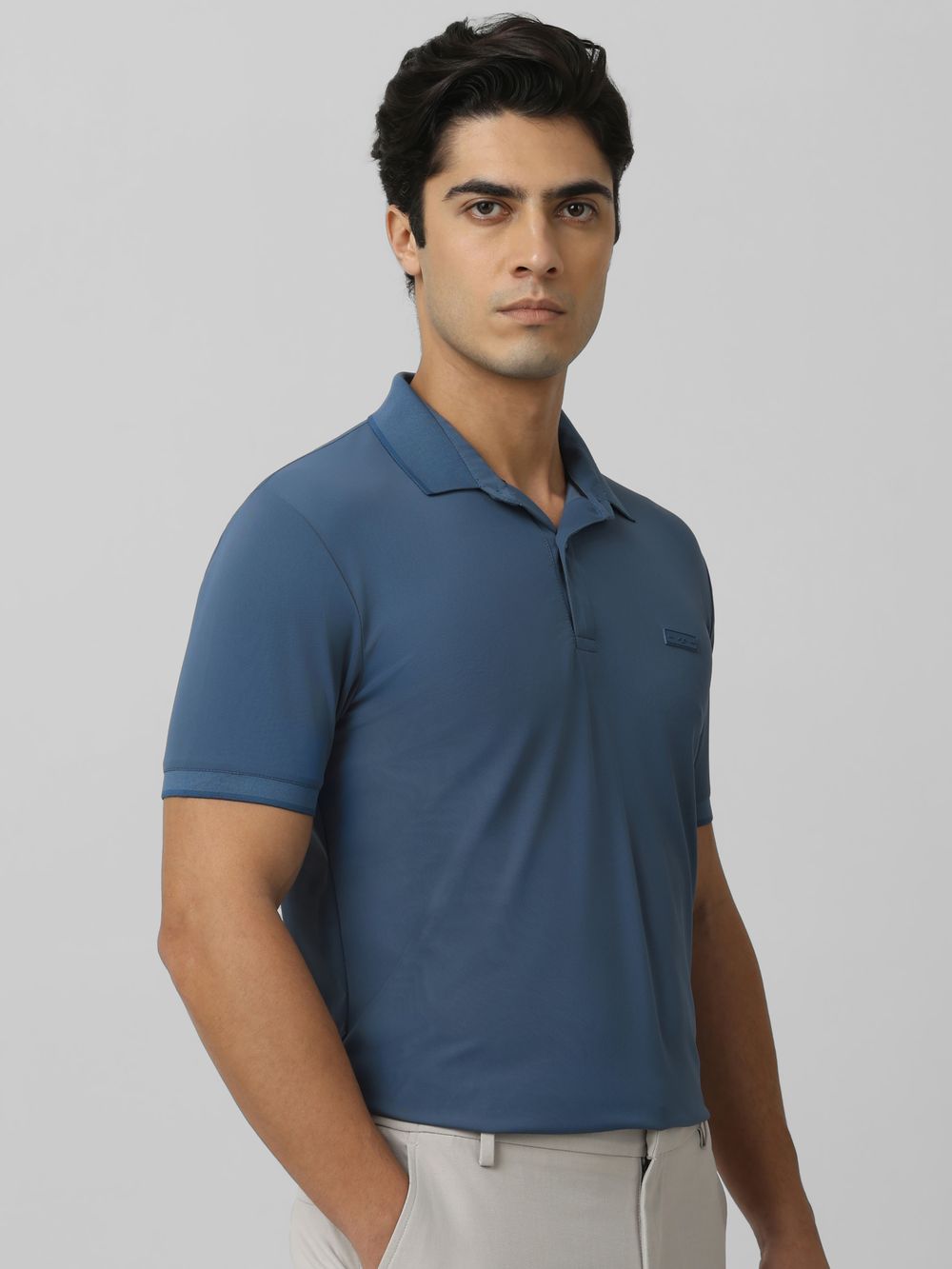 Teal Logo Plain Half Sleeve Casual Polo