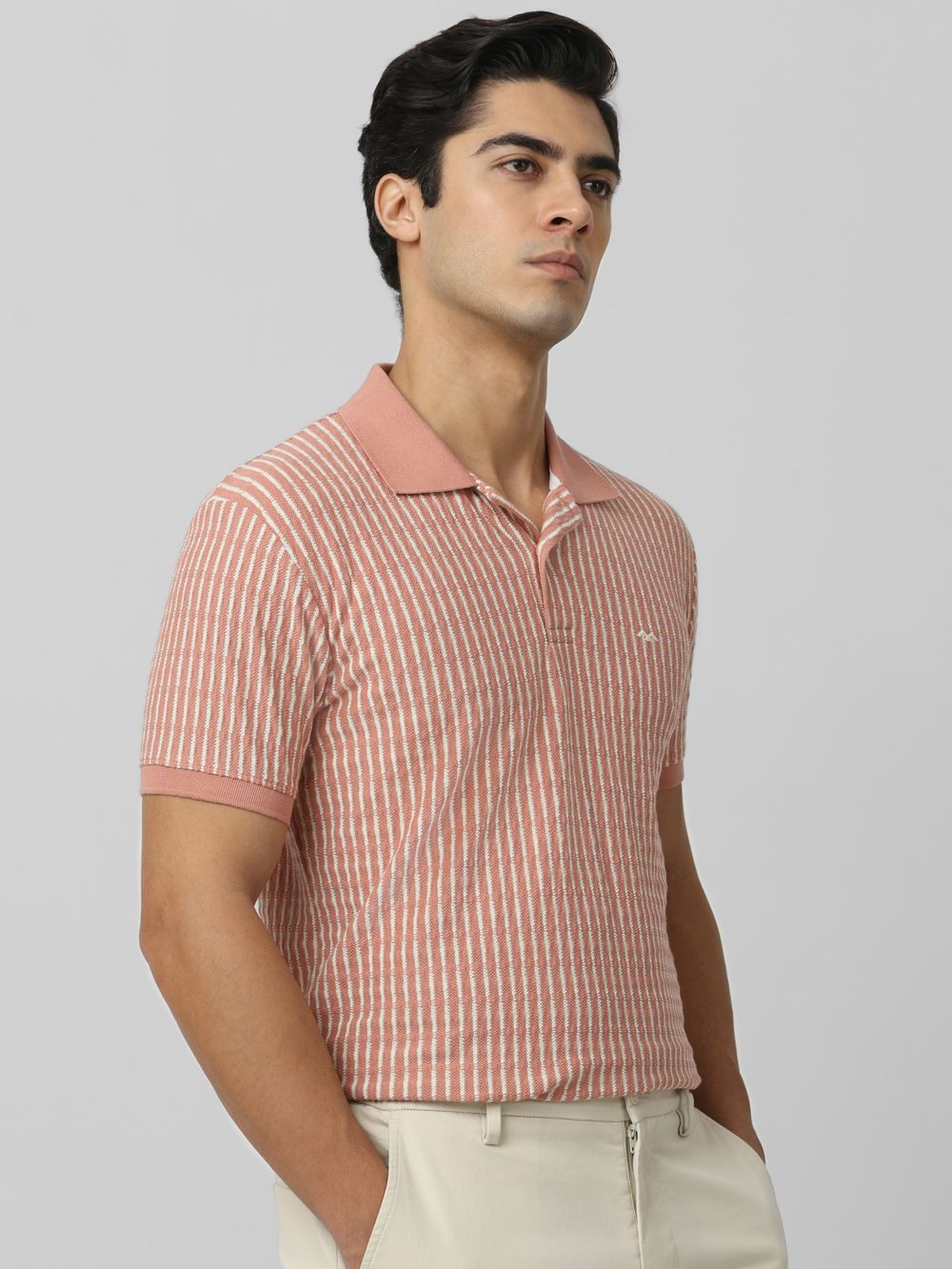 Pink Textured Stripe T-Shirt