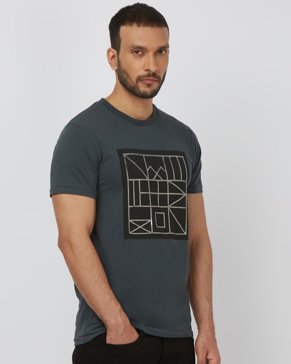 Green Graphic Print Slim Fit Jersey T-Shirt