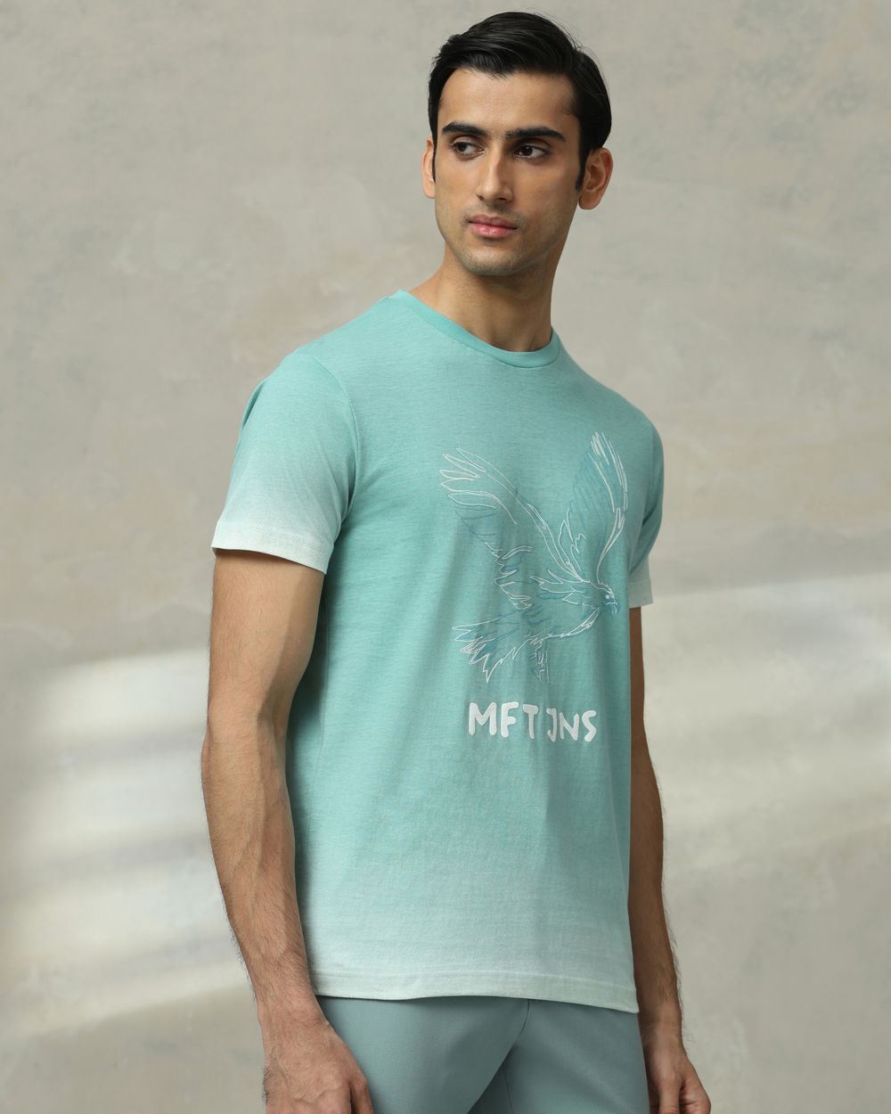 Turquoise Ombre Graphic Slim Fit T-Shirt