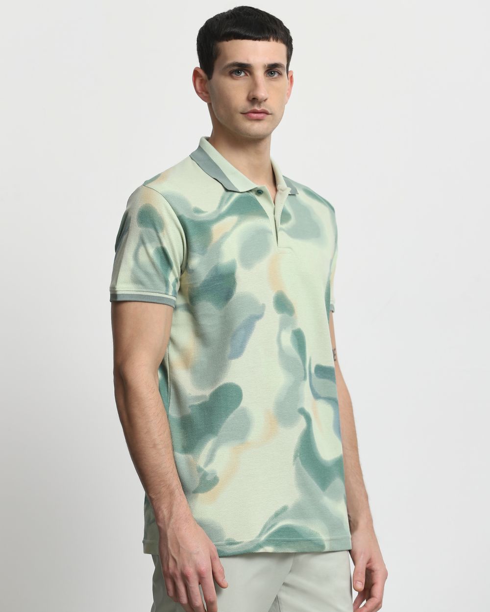 Sage Abstract Print Slim Fit T-Shirt