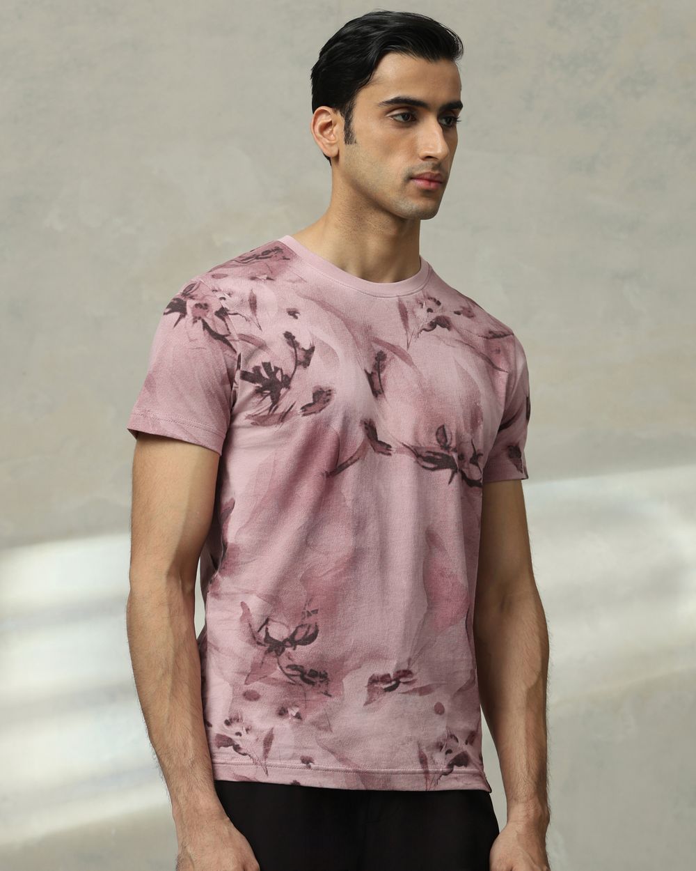 Pink Printed Slim Fit T-Shirt