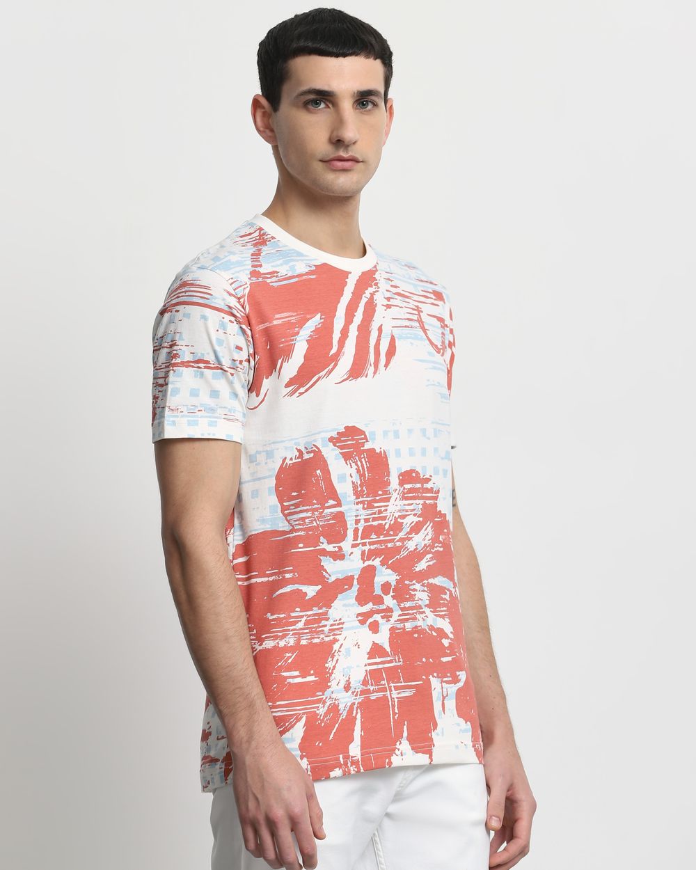 Multi Abstract Print Slim Fit T-Shirt