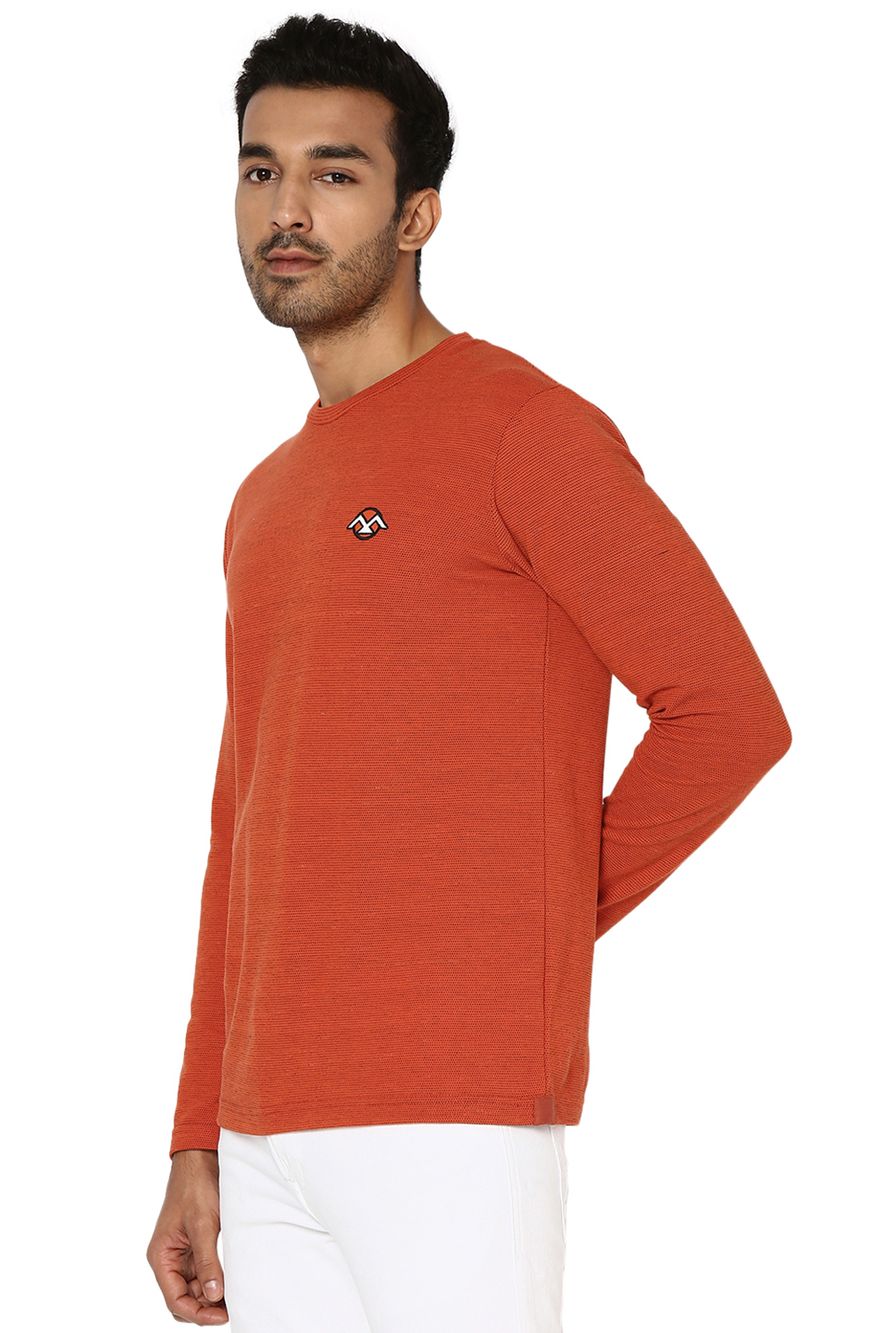 Rust Solid Textured Jersey T-Shirt
