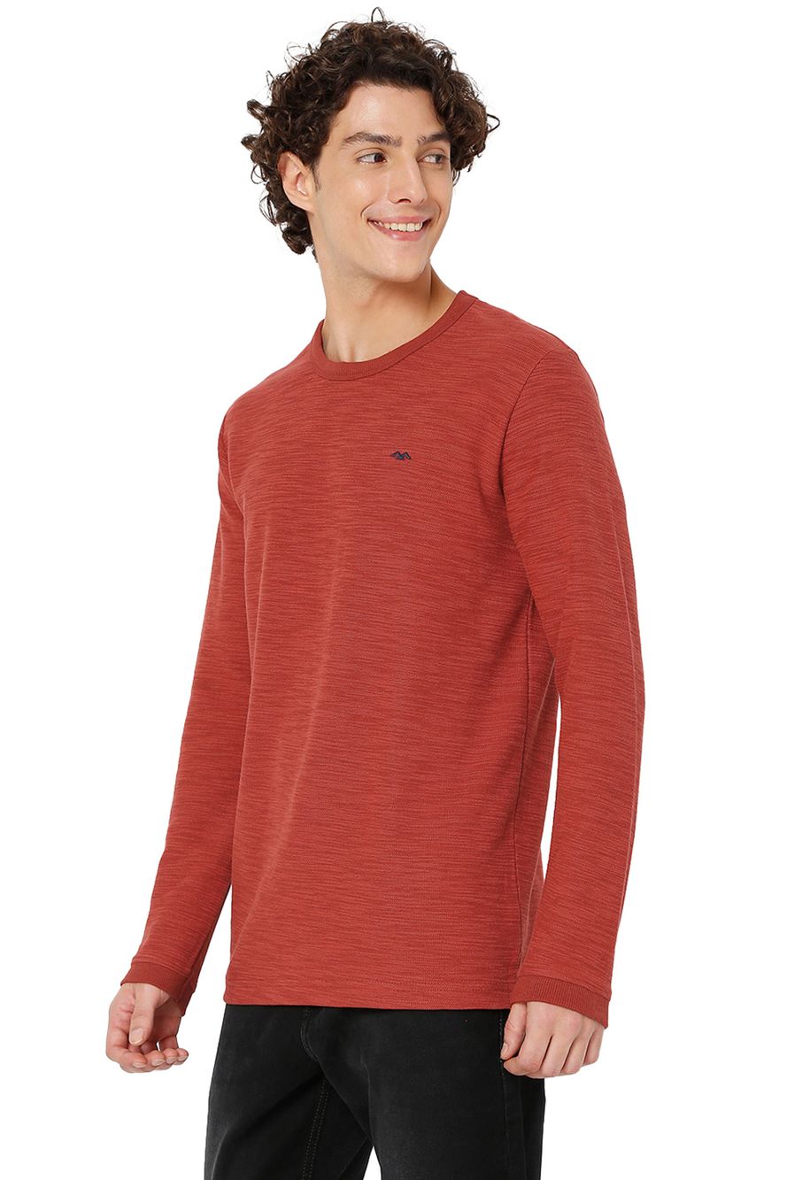 Rust Solid Textured Jersey T-Shirt