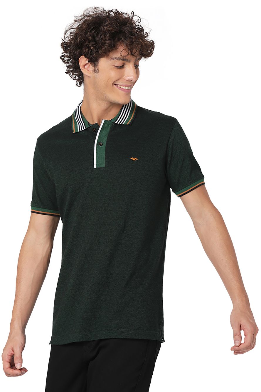 Green Contrast Collar Polo