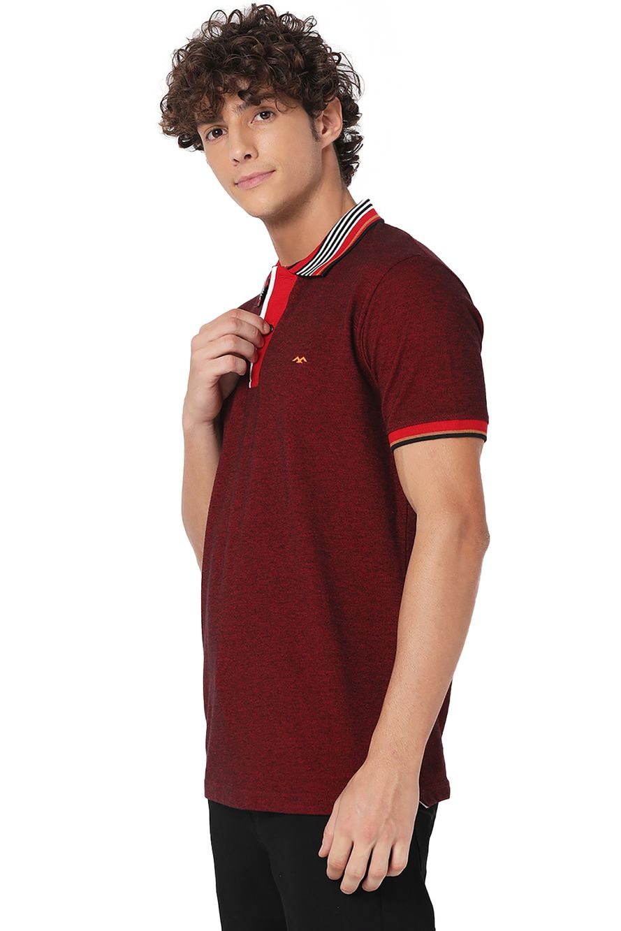 Maroon Contrast Collar Polo