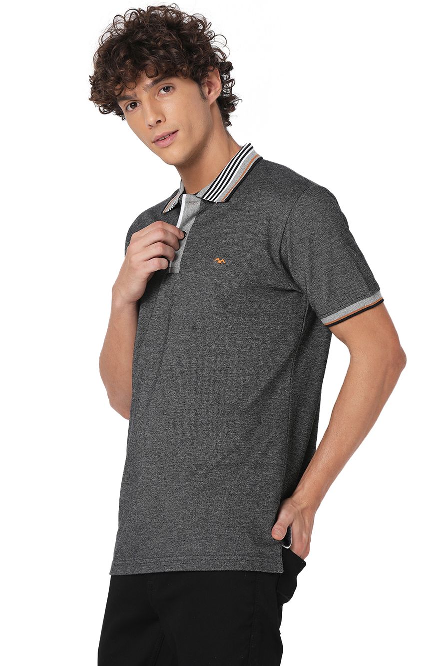 Grey Contrast Collar Polo