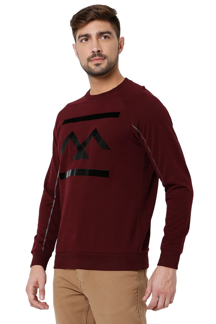 Maroon Textured Print Sweatshirt