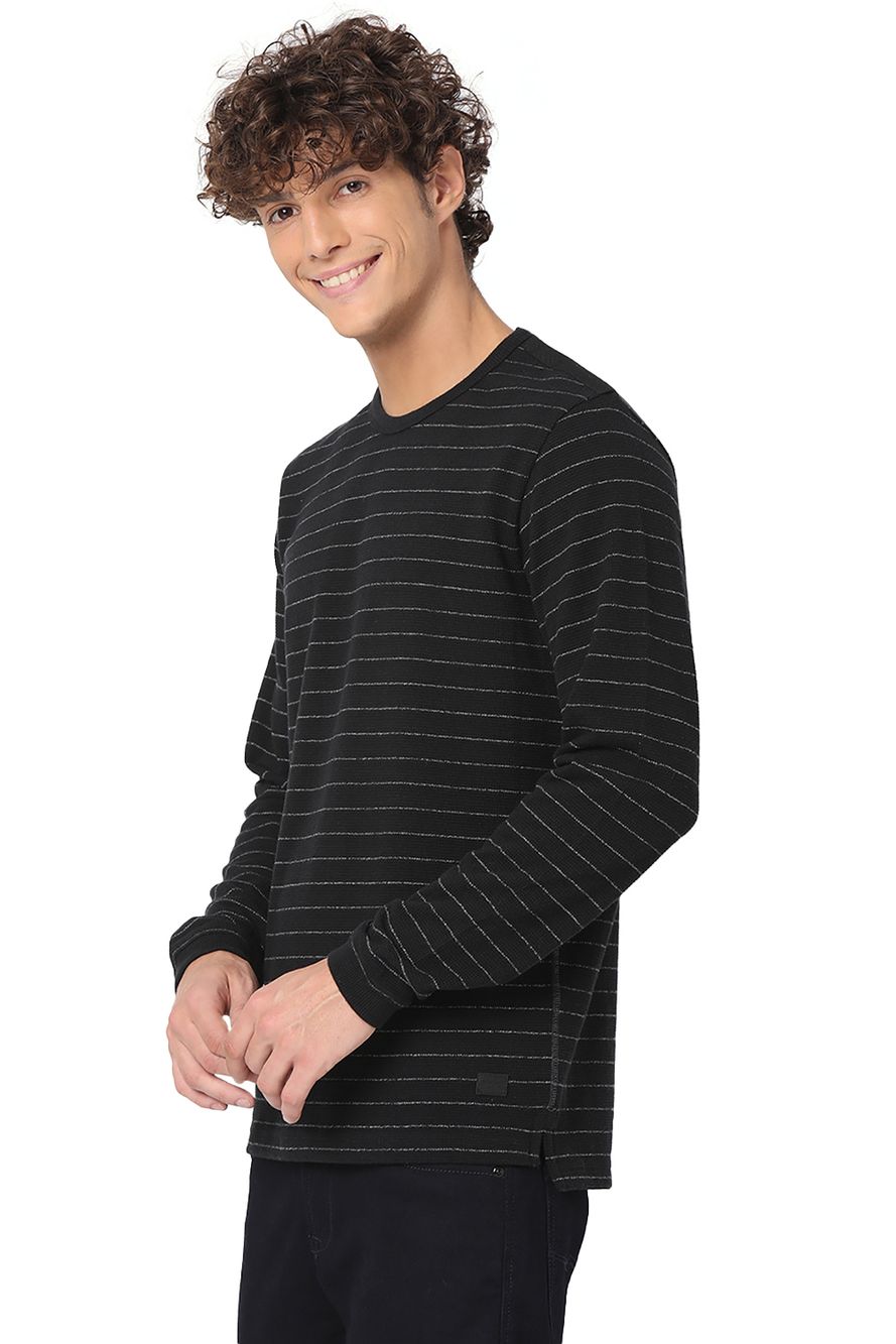 Black Textured Long Sleeve Tee