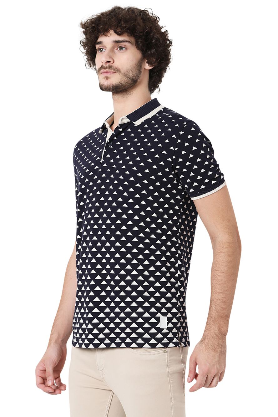 Navy Printed Polo