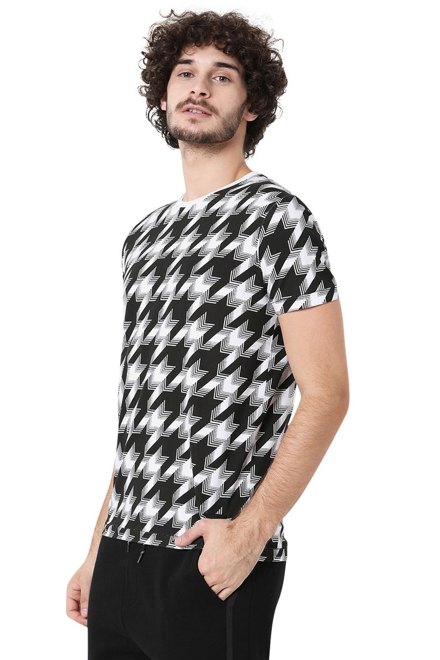 White Houndstooth Graphic Tee