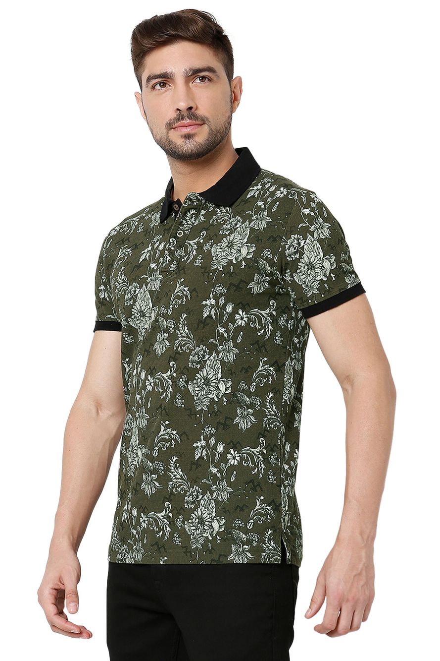 Olive Printed Polo