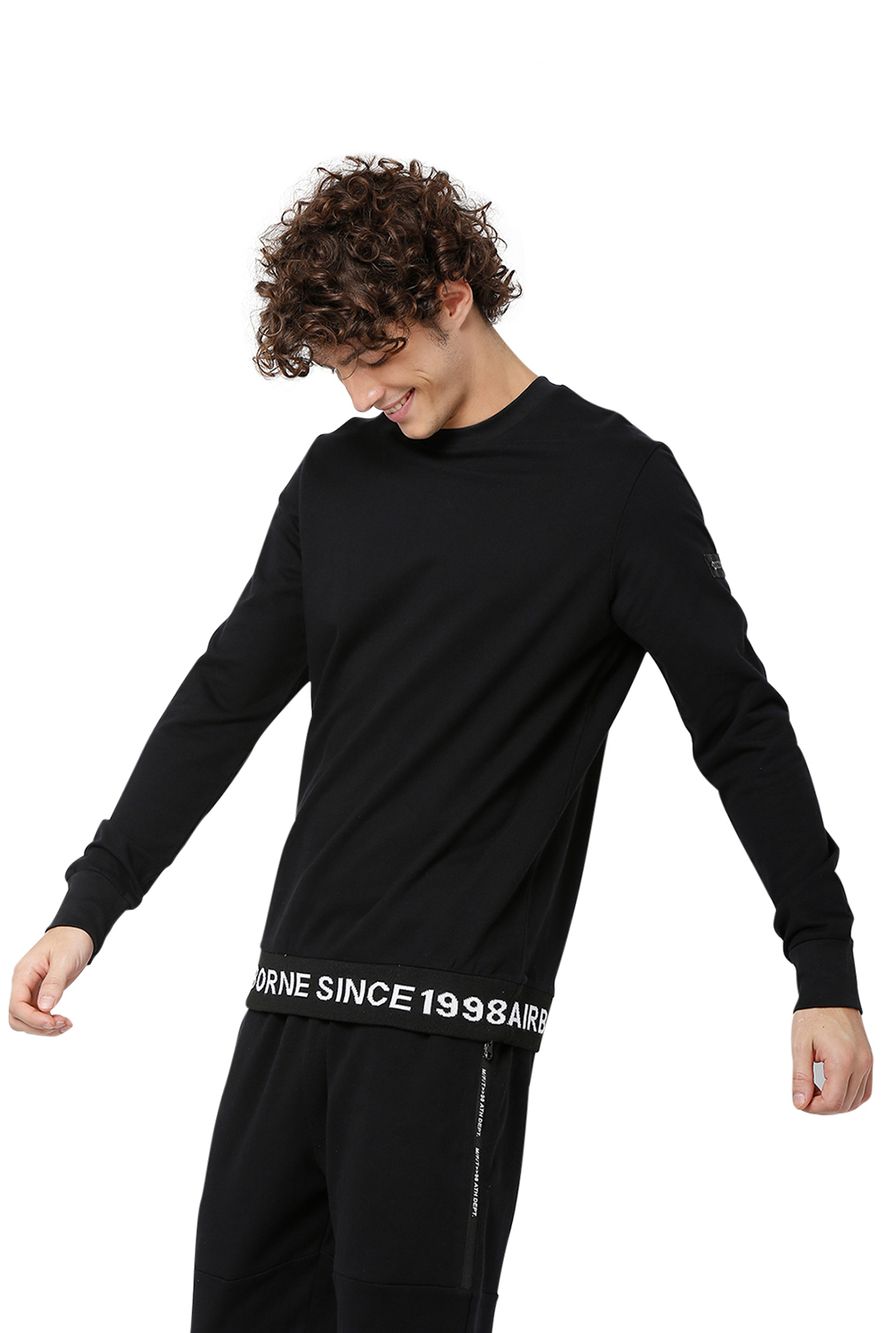 Black Graphic Rib Sweatshirt