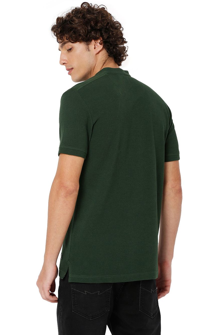 Olive Textured Waffle Henley