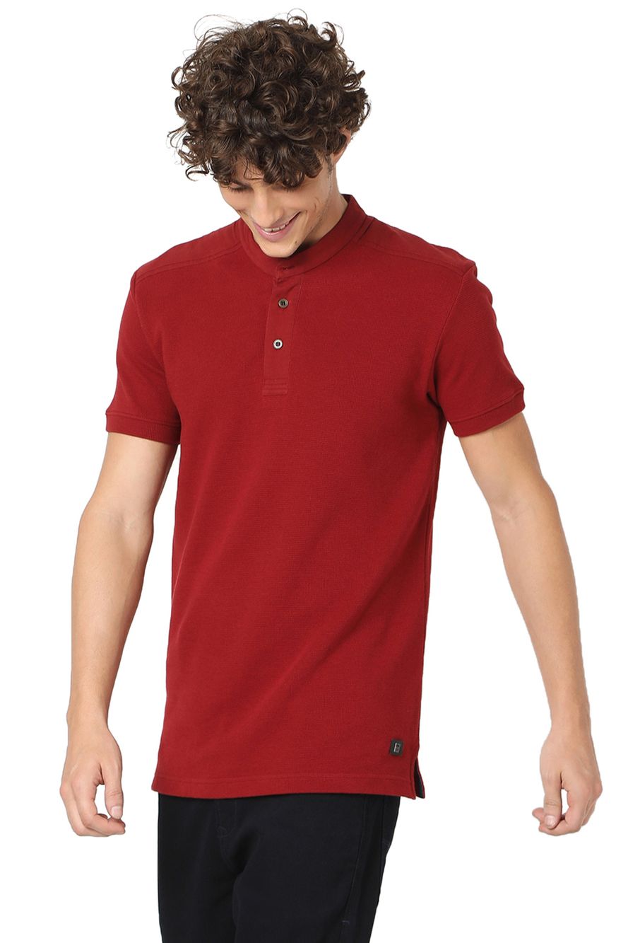 Maroon Textured Henley