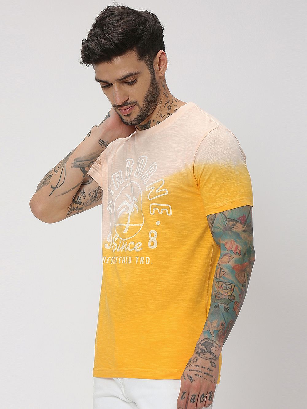 Orange Slub Jersey Graphic Tee