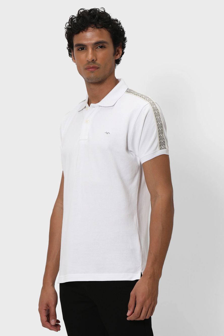 White Taped Pique Polo T-Shirt